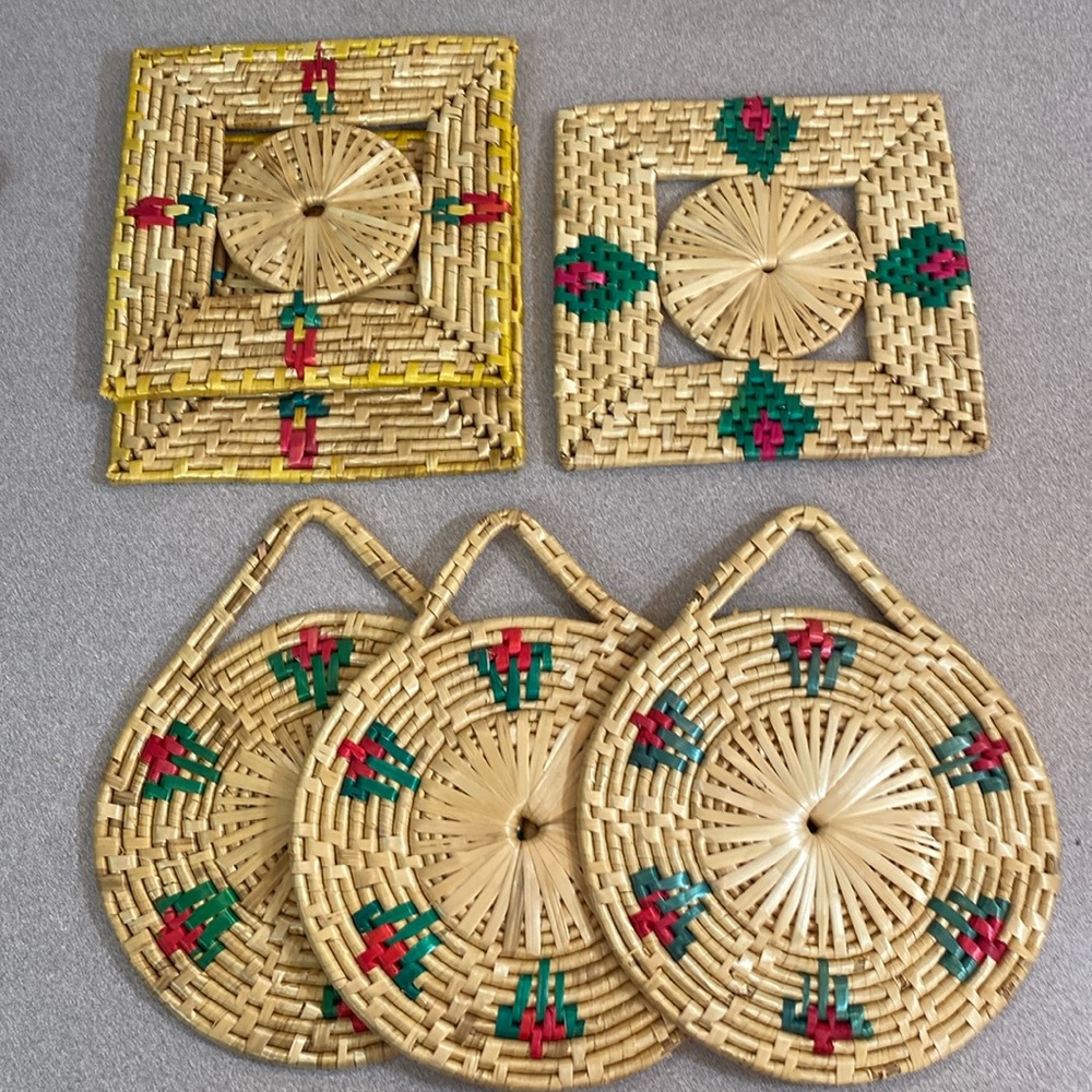Vintage boho trivet lot